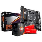 KIT AMD -  Processador AMD Ryzen 5 5600X + Placa Mãe Gigabyte B550M + Memória RAM Redragon 32GB DDR4