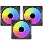 Kit 3x Cooler Lian Li Uni Fan SL120 Infinity RGB 120mm 2100RPM c/ Controladora Preto – UF-SLIN120-3B