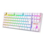 Teclado Mecânico Gamer Sem Fio Redragon Kumara Pro RGB Branco Wireless Bluetooth Switch Vermelho - K552RGB-BRS-W (PT RED)