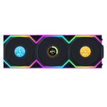Kit 3x Cooler Lian Li Uni Fan SL Wireless LCD 120mm Reverse Blade ARGB Preto - 12RSLLCD1W3B