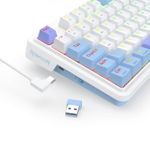 Teclado Mecanico Gamer Sem Fio Redragon Gloria Pro RGB Branco e Azul Compacto Switch Bumblebee ABNT2 - K664WBP-RGB-PRO (PT-BUMBLEBEE)