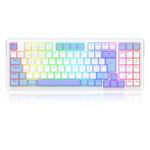 Teclado Mecanico Gamer Sem Fio Redragon Gloria Pro RGB Branco e Azul Compacto Switch Bumblebee ABNT2 - K664WBP-RGB-PRO (PT-BUMBLEBEE)