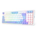 Teclado Mecanico Gamer Sem Fio Redragon Gloria Pro RGB Branco e Azul Compacto Switch Bumblebee ABNT2 - K664WBP-RGB-PRO (PT-BUMBLEBEE)