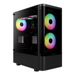 Gabinete Gamer Gamdias Talos E3 CG Preto com 3 Fans ARGB Mid Tower - TALOS E3 CG