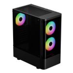 Gabinete Gamer Gamdias Talos E3 CG Preto com 3 Fans ARGB Mid Tower - TALOS E3 CG