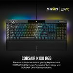 Teclado Mecânico Óptico Gamer Corsair K100 RGB OPX Switch Preto - CH-912A01A-NA