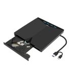 Adaptador F3 Leitor e Gravador de DVD Externo 7 em 1 USB 3.0 Leitor de Cartão SD e MicroSD - DVD-RW-MU