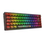 Teclado Mecânico Gamer Sem Fio Redragon Castor Pro RGB Clear Black 65% Switch Crystal Linear - K631CTB-RGB-PRO