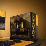 Gabinete Gamer Geometric Future Model 5 Vent Sem Fans Mid Tower Preto e Amarelo - GEO-M5V-BY