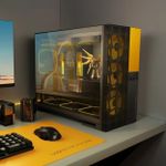 Gabinete Gamer Geometric Future Model 5 Vent Sem Fans Mid Tower Preto e Amarelo - GEO-M5V-BY