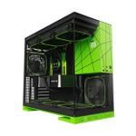 Gabinete Gamer Geometric Future Model 5 Sem Fans Mid Tower Preto e Verde Style - GEO-M5-BNV
