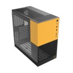 Gabinete Gamer Geometric Future Model 4 King Arthur Sem Fans Mid Tower Preto e Amarelo - GEO-M4-KAB - OPEN BOX