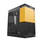 Gabinete Gamer Geometric Future Model 4 King Arthur Sem Fans Mid Tower Preto e Amarelo - GEO-M4-KAB - OPEN BOX
