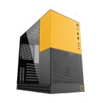 Gabinete Gamer Geometric Future Model 4 King Arthur Sem Fans Mid Tower Preto e Amarelo - GEO-M4-KAB - OPEN BOX