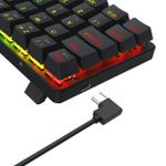 Teclado Mecânico Gamer Redragon Jax Rainbow Preto 60% Switch Marrom ABNT2 - K613-KB PT-BROWN