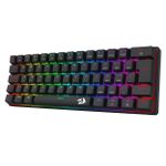 Teclado Mecânico Gamer Redragon Jax Rainbow Preto 60% Switch Marrom ABNT2 - K613-KB PT-BROWN