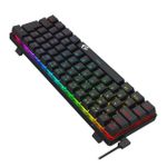 Teclado Mecânico Gamer Redragon Jax Rainbow Preto 60% Switch Marrom ABNT2 - K613-KB PT-BROWN