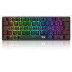 Teclado Mecânico Gamer Redragon Jax Rainbow Preto 60% Switch Marrom ABNT2 - K613-KB PT-BROWN
