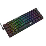 Teclado Mecânico Gamer Redragon Jax Rainbow Preto 60% Switch Marrom ABNT2 - K613-KB PT-BROWN