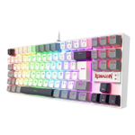 Teclado Mecânico Gamer Redragon Kumara RGB Branco Preto e Cinza Switch Marrom ABNT2 TKL - K552WGL-RGB