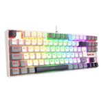 Teclado Mecânico Gamer Redragon Kumara RGB Branco Preto e Cinza Switch Marrom ABNT2 TKL - K552WGL-RGB