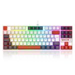 Teclado Mecânico Gamer Redragon Kumara RGB Branco Preto e Vermelho Switch Marrom ABNT2 TKL - K552WLR-RGB