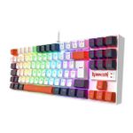 Teclado Mecânico Gamer Redragon Kumara RGB Branco Preto e Vermelho Switch Marrom ABNT2 TKL - K552WLR-RGB