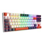 Teclado Mecânico Gamer Redragon Kumara RGB Branco Preto e Vermelho Switch Marrom ABNT2 TKL - K552WLR-RGB