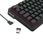 Teclado Mecânico Gamer Sem Fio Redragon Ucal Pro RGB Preto Switch Marrom com Knob ABNT2 - K673-RGB-PRO