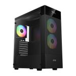 Gabinete Gamer Gamdias Aura GC5 Elite Preto ARGB Mid Tower com 3 Fans - AURA GC5 ELITE ARGB