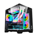 Gabinete Gamer Liketec Dasha V2 Mini Tower com 3 Fans - CUBO-3X-ARGB-PRETO-LIKE