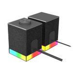 Caixa de Som Gamer Redragon Glyph 2.0 RGB Preto USB 2x5W RMS com Roda de Volume Botões Touch - GS517