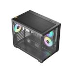 Gabinete Gamer Ocypus Gamma C54 ARGB Digital Preto Mid Tower com 3 Fans - GAMMA-C54-BKD300XX-GL