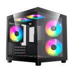 Gabinete Gamer Liketec Makam Preto  com 5 Fans ARGB