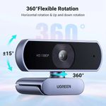 Webcam Ugreen 1080p Full HD USB Cinza com Microfone - CM678