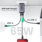 Carregador Ugreen 3 em 1 GaN X 65W USB-C e USB-A - CD244
