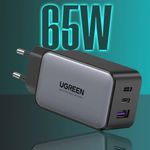 Carregador Ugreen 3 em 1 GaN X 65W USB-C e USB-A - CD244
