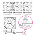 Kit 3x Cooler ROUND5 Aurora White Forward 120mm ARGB - R5-KIT-AURORA-FW-W-2218