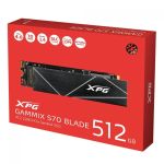 SSD XPG Gammix S70 Blade 512GB NVMe PCie 4.0 M.2 2280 Leitura 7200MB/s Gravação 2600MB/s - AGAMMIXS70B-512G-CS