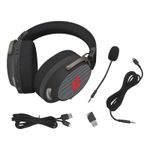 Headset Gamer Sem Fio Redragon Arrow Preto USB-C Drivers 53mm 2.4GHz Bluetooth - H858