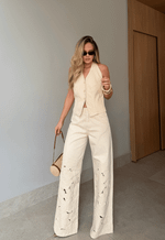 Calça Super Wide Leg Soft Flow Aveia