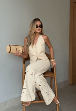 Calça Super Wide Leg Soft Flow Aveia