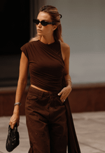 Blusa Transpassada Flow Marrom Coffee