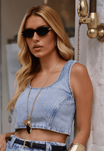 Top Cropped Highlight Claro Marmorizado