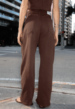 Calça Balloon Soft Zíper Marrom Coffee
