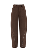 Calça Balloon Soft Zíper Marrom Coffee