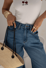 Calça Wide Leg Essentials Médio