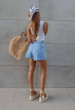 Short Mom Bordado Coastal Claro