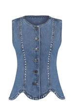 Colete Recortes Crystal Denim