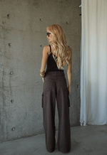 Calça Cargo Cós Virado Marrom Coffee